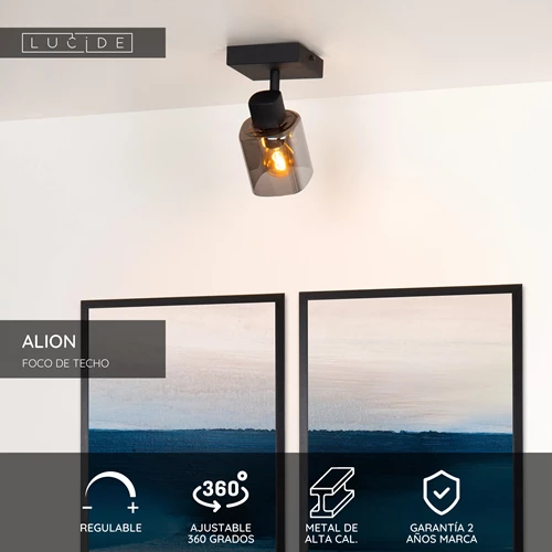 Lucide ALION - Foco de techo - 1xE14 - Negro - USP